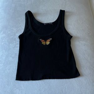Brandy Melville black tank with butterfly detail